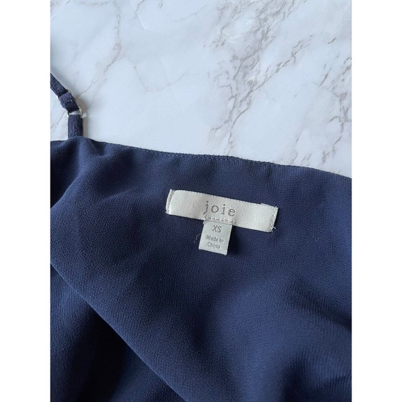 Joie Abdi Side Button Camisole Navy Blue Crepe Square Neck XS - Picture 4 of 4